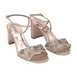NWT! Badgley Mischka Embellished Blaine Sandals Latte